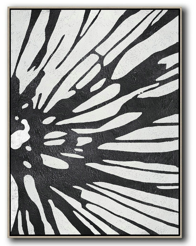 Huge Abstract Canvas Art,Black And White Minimal Painting On Canvas,Canvas Paintings For Sale #Y4R4